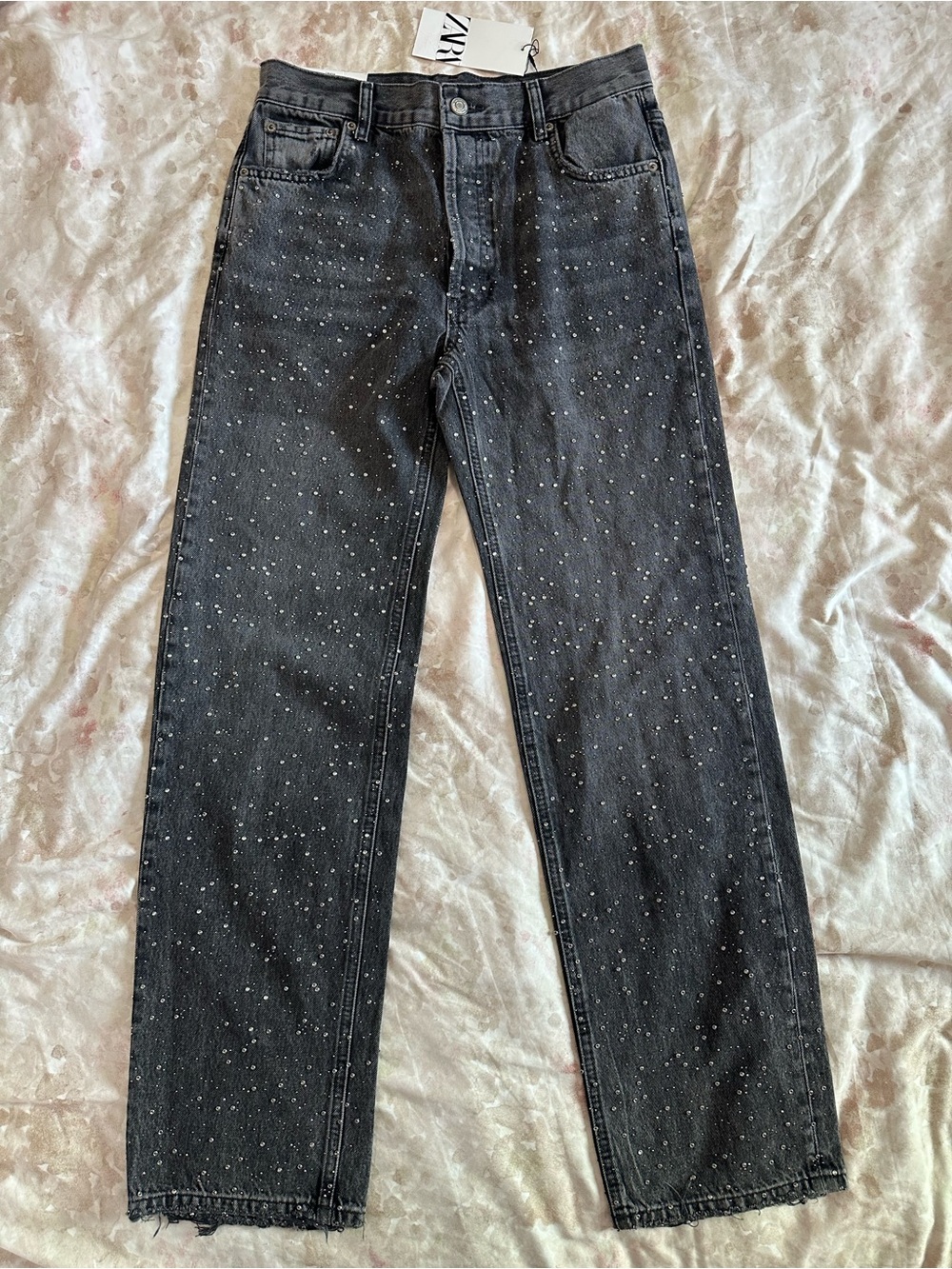 Zara Black Speckled Straight Jeans